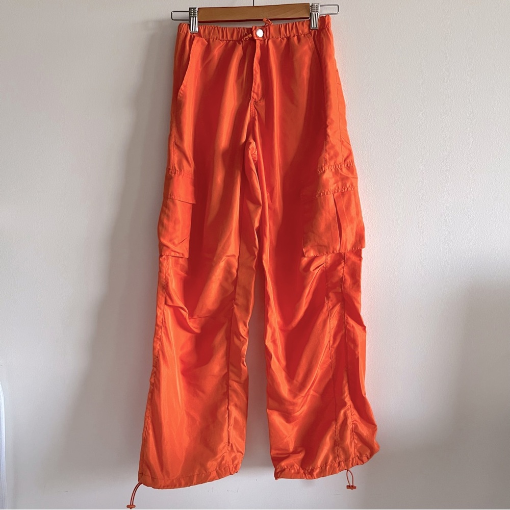 Orange Parachute Cargo Pants